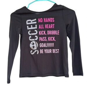3/$20 Place It Sport Girls’ Soccer Graphic L/S Top Black M 7/8 Activewear